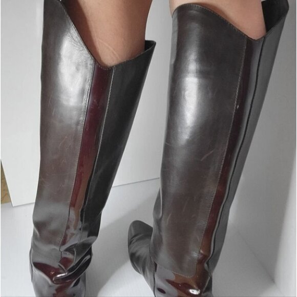 PROENZA Schouler knee high leather boots patent trim brown size 6 - Picture 16 of 16